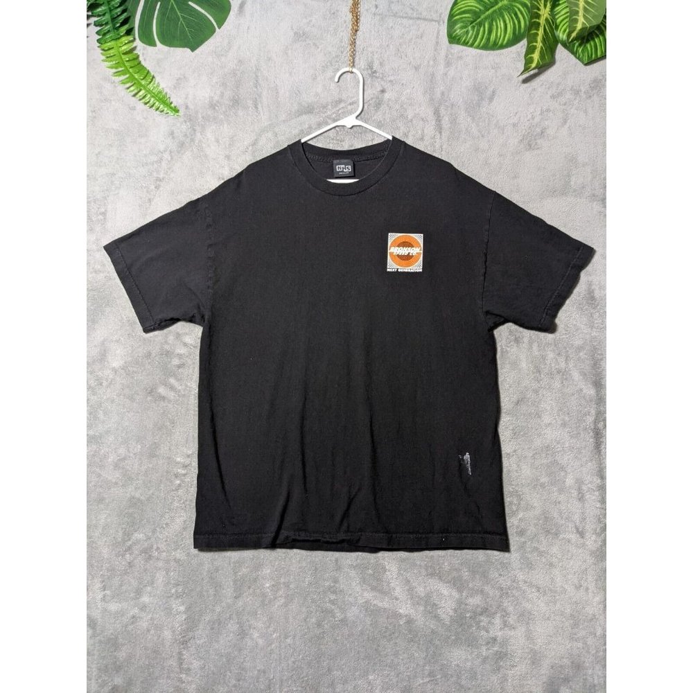 🍑NHS Men T-Shirt Short Sleeve Solid Black Cotton Printed Casual Size XL